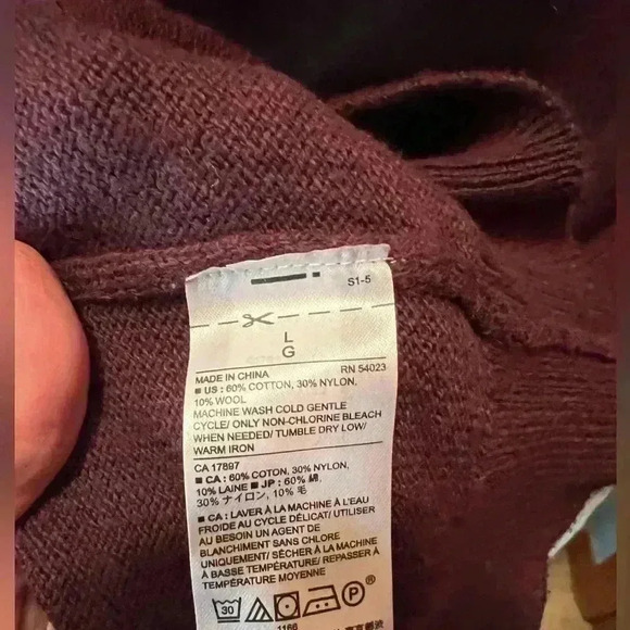 Banana Republic Factory Shawl Collar Sweater Burgundy Size large - Picture 3 of 6